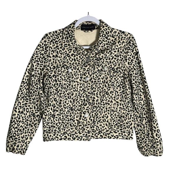 Victoria's Secret Know One Cares Leopard Print Denim Jacket‎ Sz S Animal Print - Picture 1 of 8